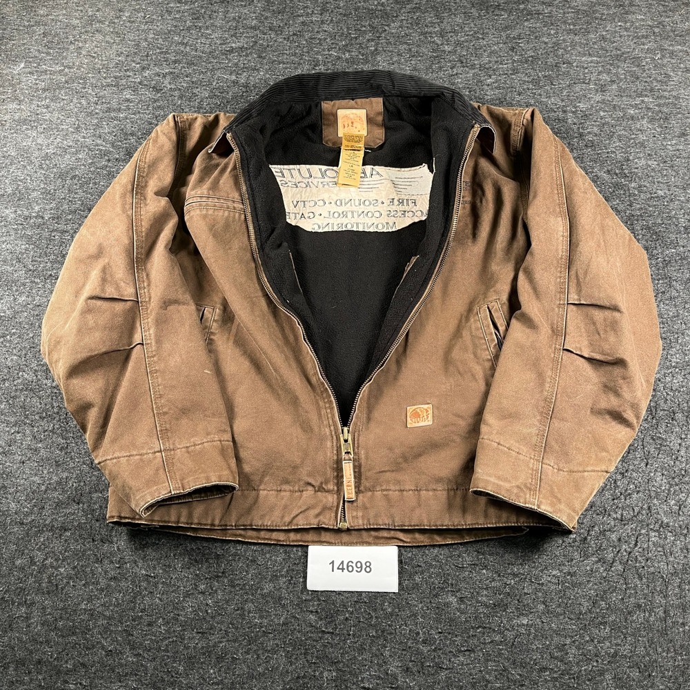 Bernet Canvas Jacket Mens Large Brown Cotton Security Monitoring Full Zip